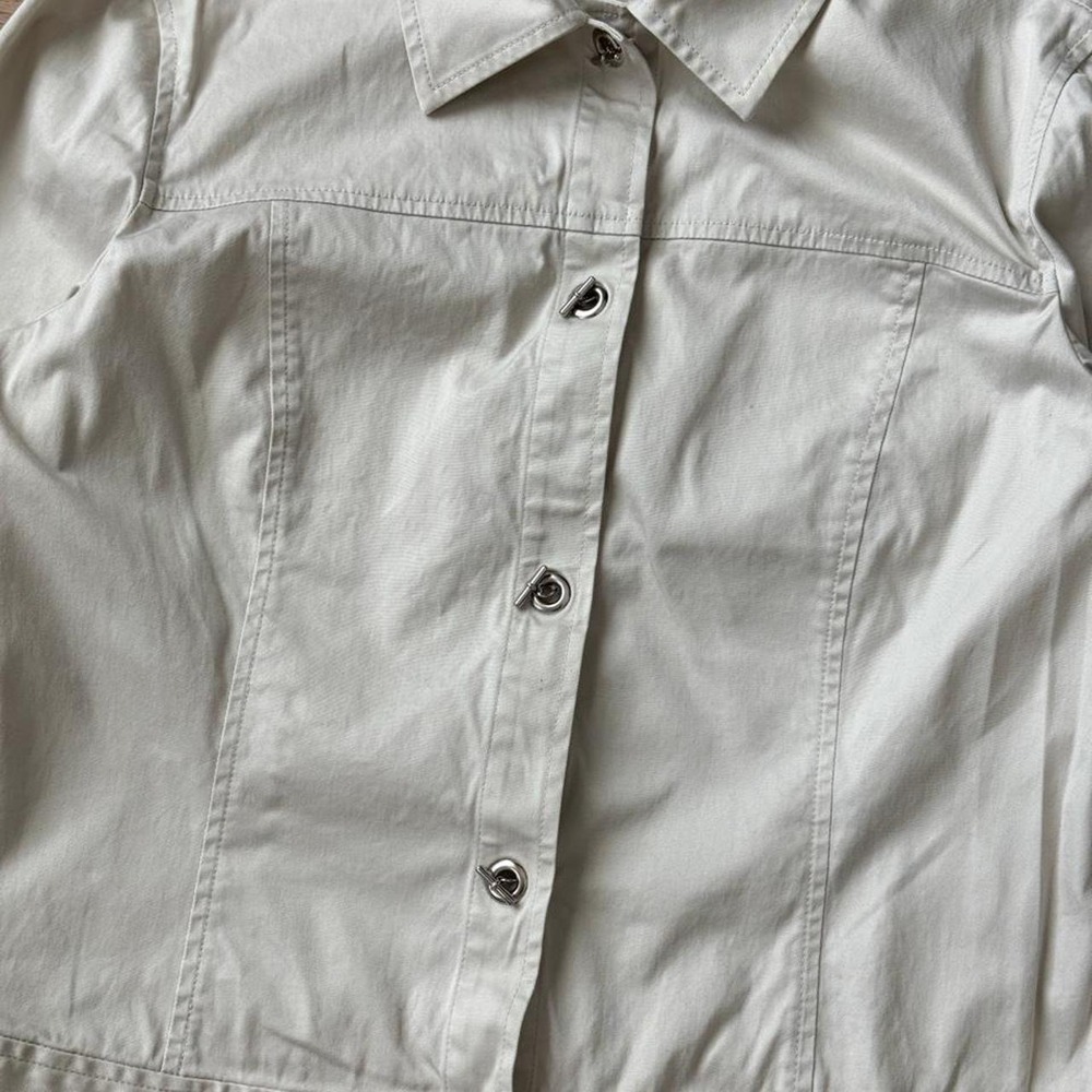 Ann Taylor Women Cream Cotton Blend Button Down Jacket Size Medium Off White - Picture 4 of 6